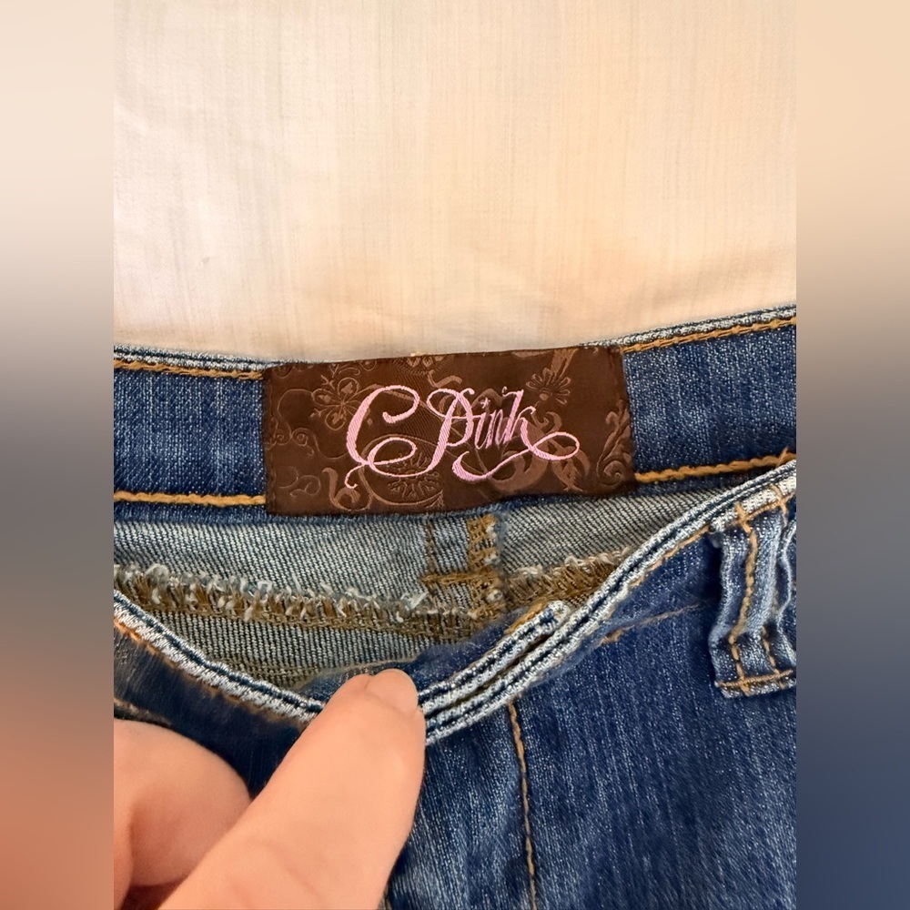 Vintage Y2K 90’s C Pink denim shorts faux suede pockets western cowgirl jr 13 - Picture 7 of 10